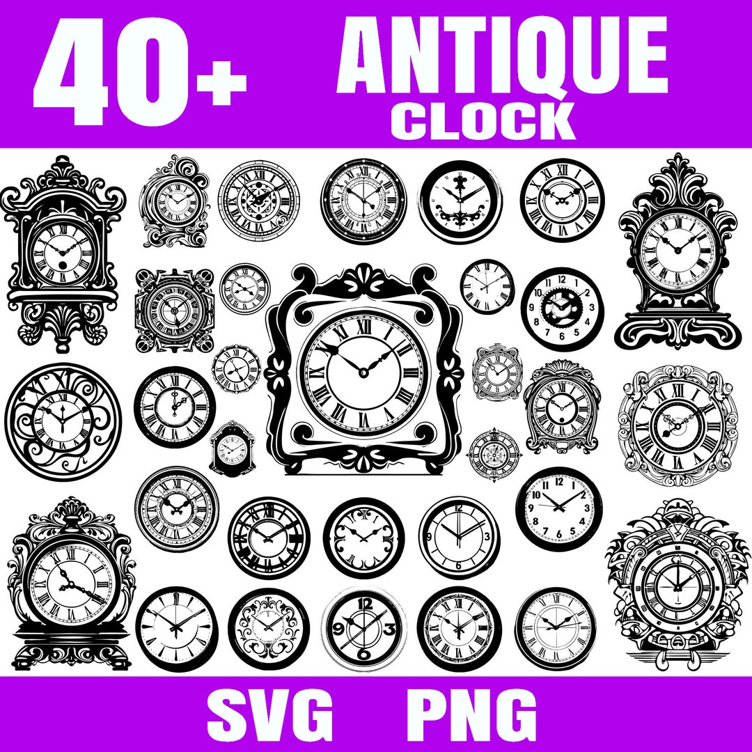 Library Clock Svg Buy Antique Clock Svg, Bundle SVG, PNG Instant Digital Downloads Online ...