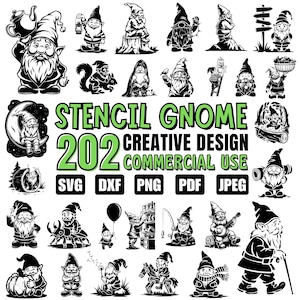 Gnome Stencil SVG Bundle | Funny Gnome Designs | Gnome DXF Cut Files | Cricut SVG for Crafts
