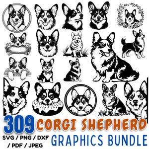 Corgis Schäferhund SVG Bundle | Corgis Deutscher Schäferhund Mix Cut Dateien für Cricut | Corgis Schäfer Clipart | Corgis Schäfer Silhouette