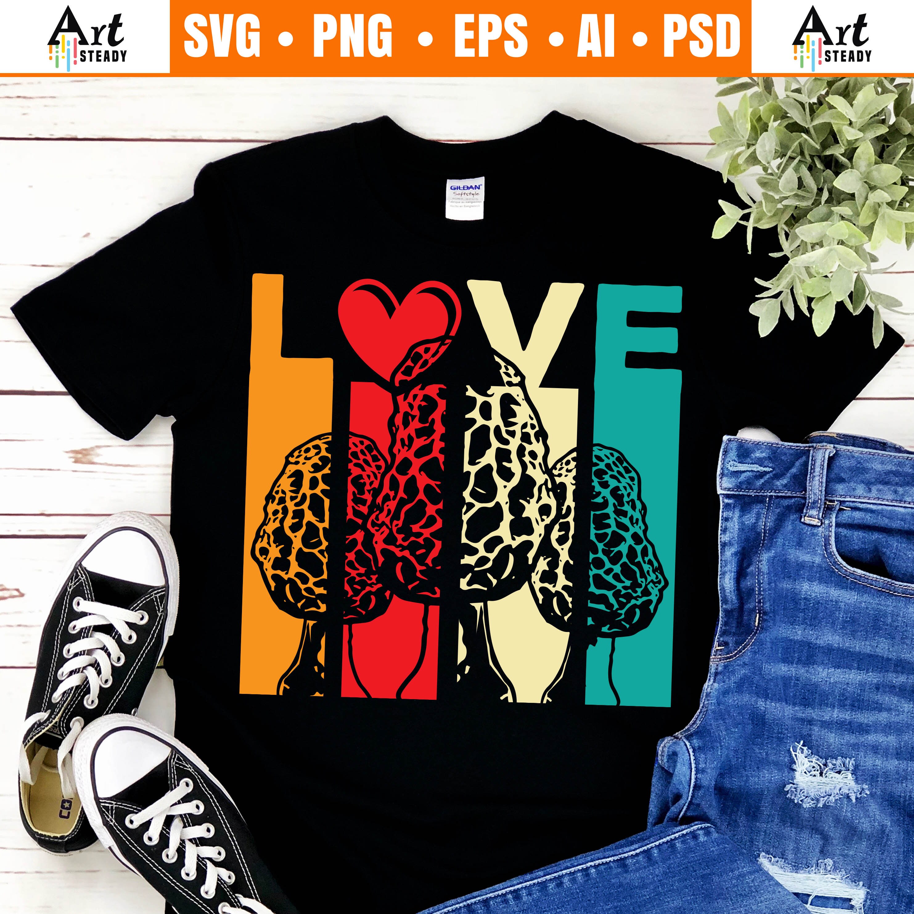 Morel mushroom svg classic retro art with nature mycologist morel mushrooms hunting svg files