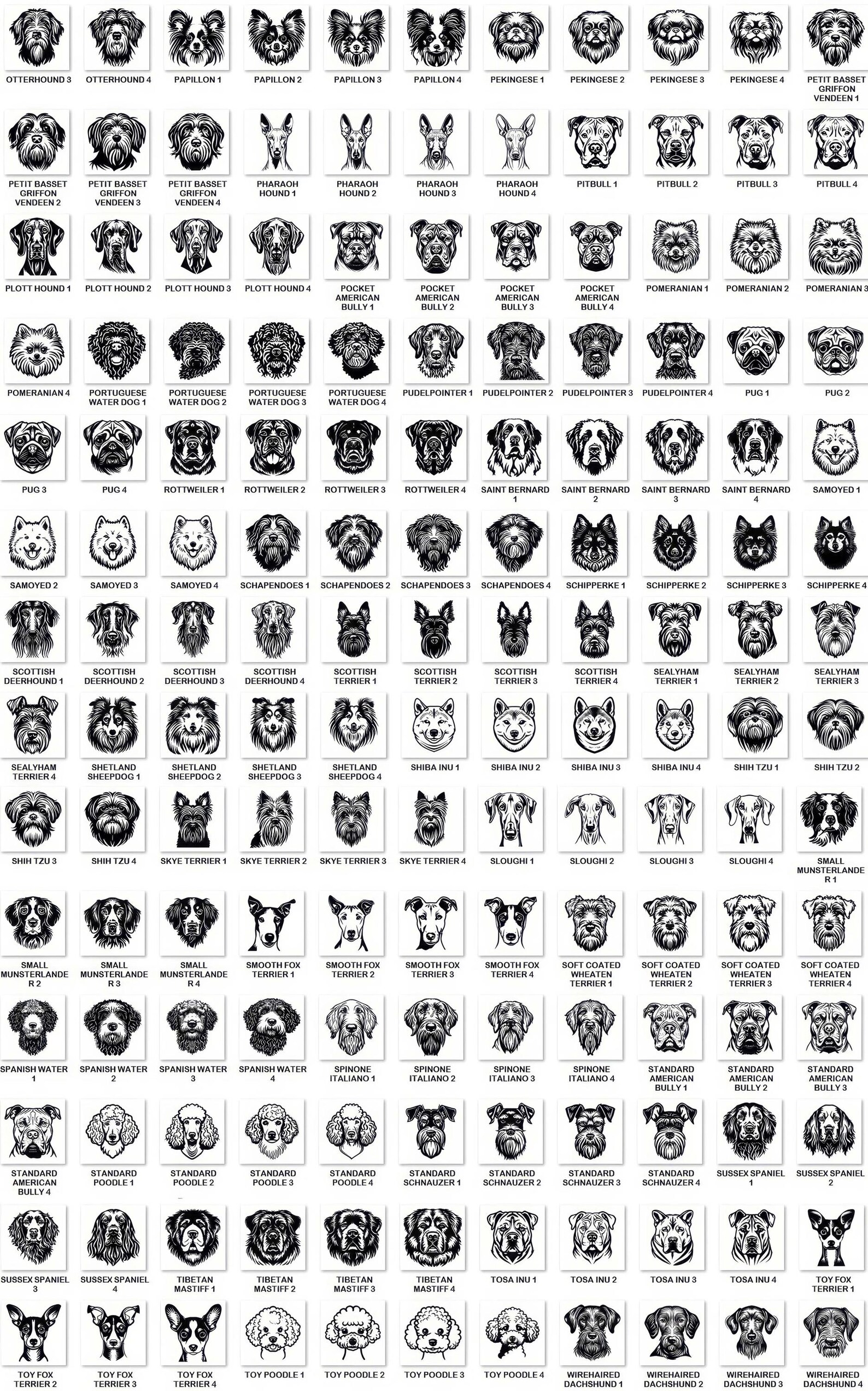 682 Dog Heads Complete Breeds of Dogs Laser Engraving Cut Files Files ...