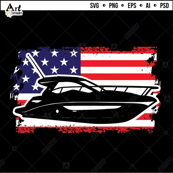 Boat Svg Files Patriotic Vintage Flag Theme Summer Boating Etsy