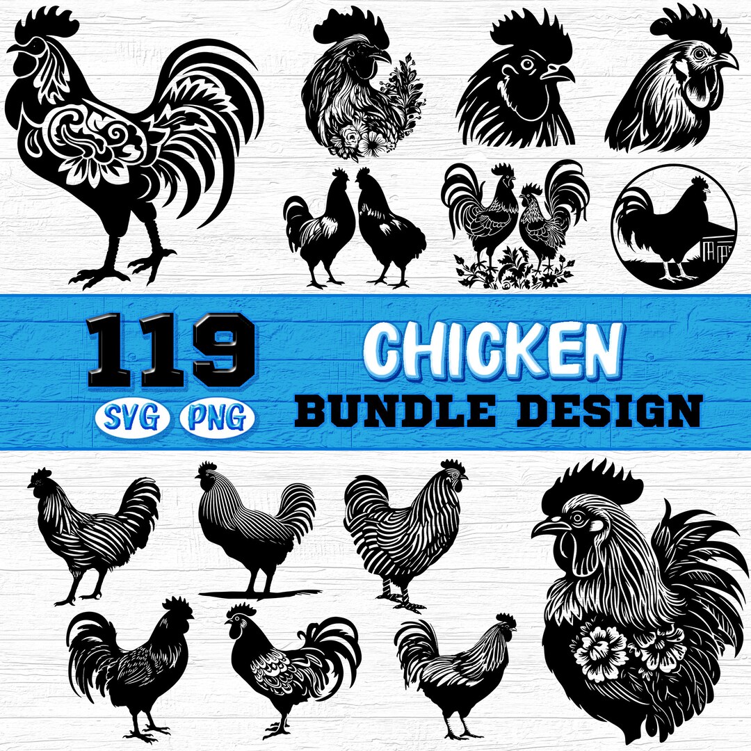 Vector Lettering Chicken Bundle Laser Engrave Files Chicken Bundle SVG, PNG Instant Digital Downloads ...