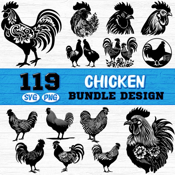 Chicken Bundle SVG, PNG téléchargements numériques instantanés