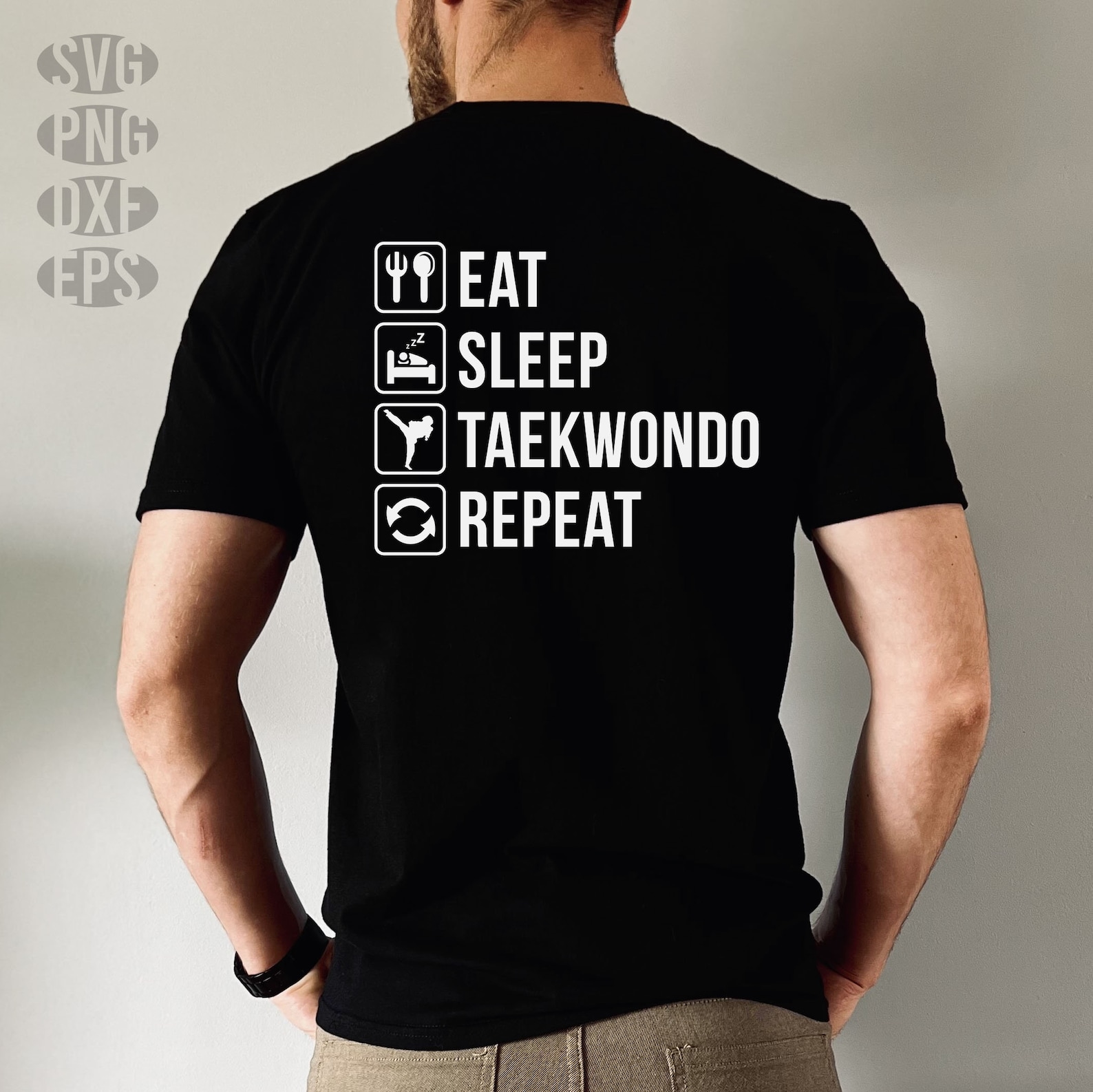T-shirt Homme Eat Sleep Fight – Coton Bio, Impression Aquatique – Taille S à XXXL, Design MMA