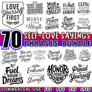Laser cut or engraved files Self-Love Sayings Laser Cut Files | Inspirational Quotes DXF Bundle | Empowerment Designs for Commercial Use