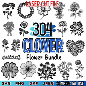 Paquete de archivos DXF de trébol de cuatro hojas / Archivos de corte láser de trébol / Diseños de trébol de cuatro hojas para CNC / Paquete DXF del Día de San Patricio / Descarga instantánea