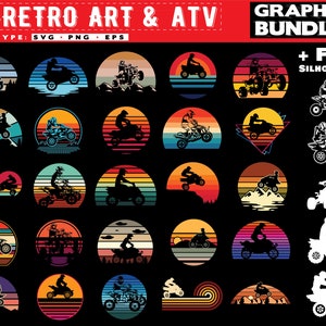ATV svg files Four wheeler - art bundle graphic theme vintage Motorcycle svg graphics digital download instant download