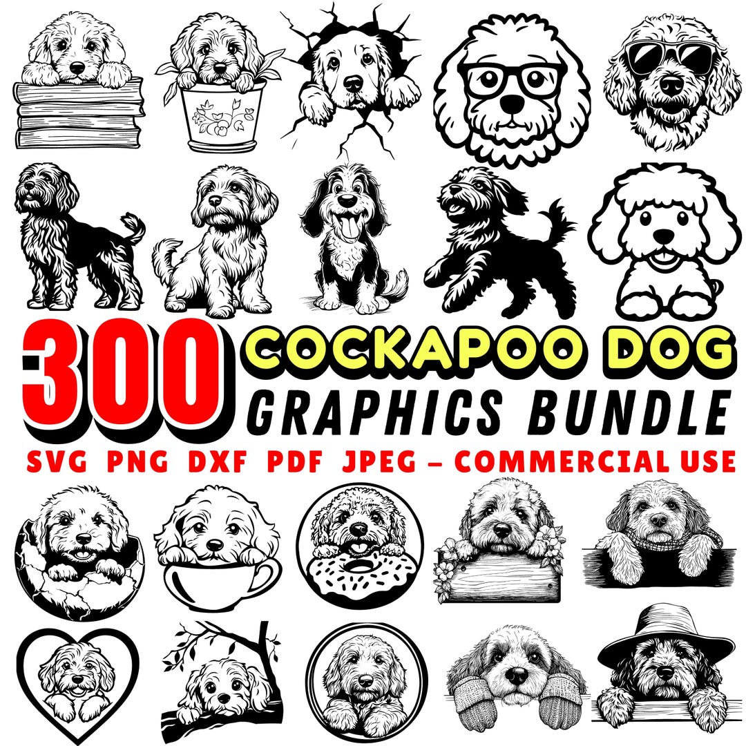 Cockapoo Dog SVG Bundle | Cockapoo DXF Files | Cute Cockapoo Clipart ...