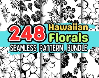 Hawaiian Florals Seamless pattern svg files bundle Svg Dxf Png Dxf Pdf Boho Flower vector pattern Repeat graphics instant downloads