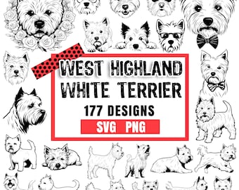 West Highland White Terrier perro amante de las mascotas propietario Bundle SVG, PNG descargas digitales instantáneas