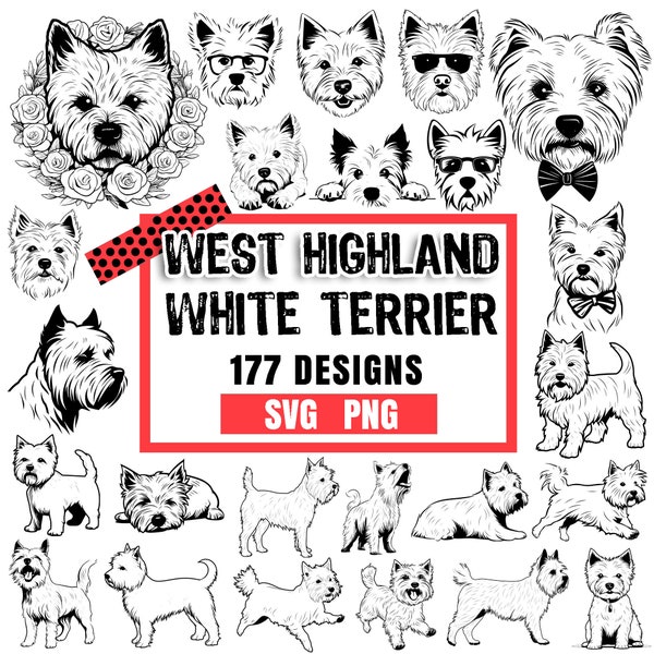 West Highland White Terrier dog pet lover owner Bundle SVG, PNG instant digital downloads