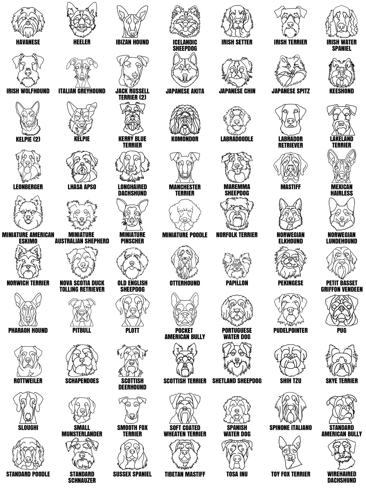 140 Dog Heads Multi Layer Laser Cut Files Dxf, Svg, Eps and Pdf Bundle ...