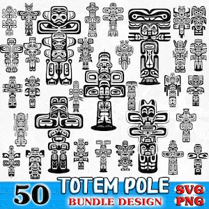 Totem Pole Bundle SVG, PNG instant digital downloads