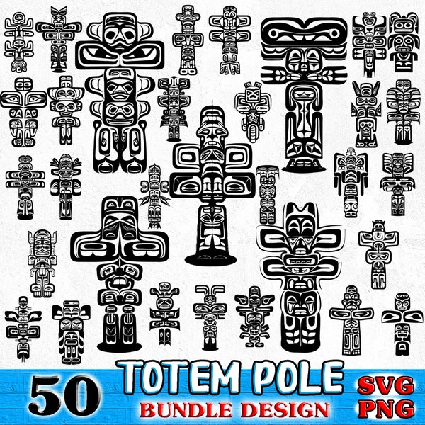 Totem Pole Bundle SVG, PNG instant digital downloads