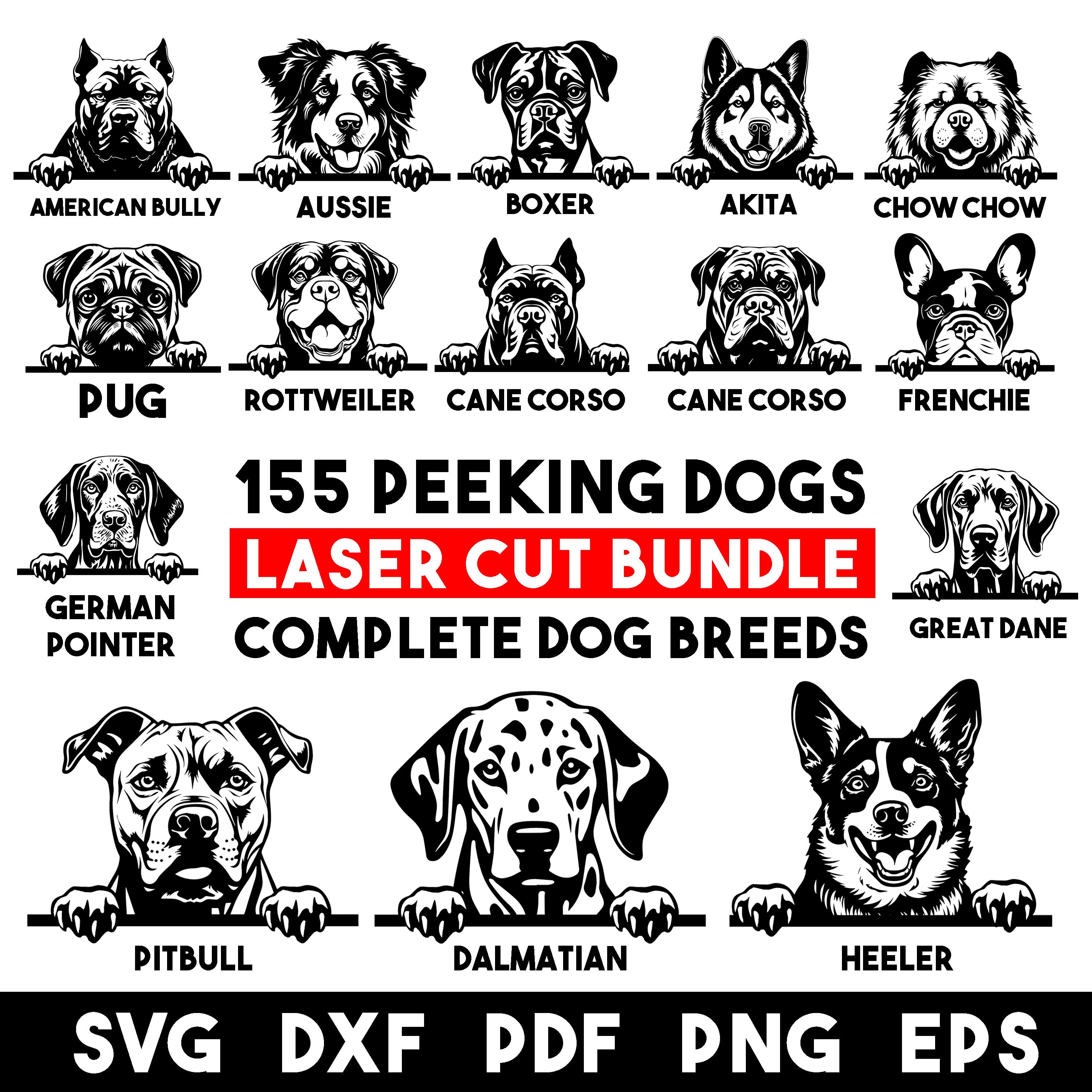 Laser Cut Bundle Peeking Dogs Svg Dxf Pdf Png Eps - Complete