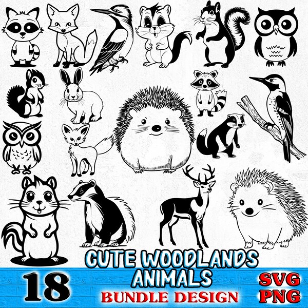 Woodland Animals Bundle SVG, PNG instant digital downloads