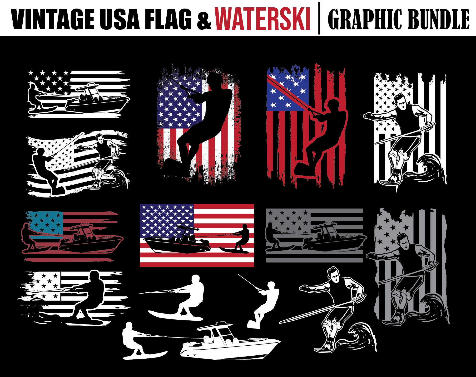 Water Ski Svg Files WATER SKI FLAG Bundle Water Skiing Water Etsy Australia