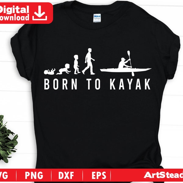 Kayak svg - funny human evolution graphic arts kayaking svg summer graphic cool poly art