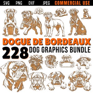 Lasergraveren bestanden Bordeauxdog hond Svg Dxf Png Jpeg bundel instant digitale downloads - commercieel gebruik