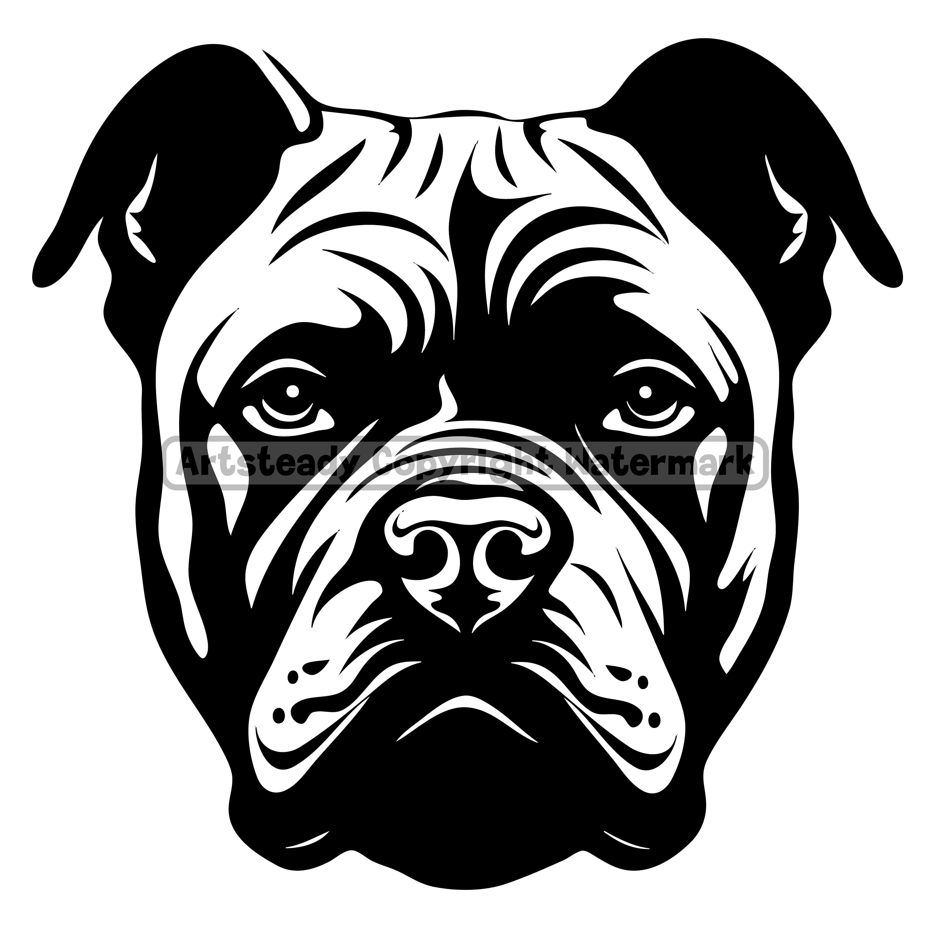 English Bulldog face silhouette - Bully dog breed bias - red and black  Sticker for Sale by smooshfaceutd