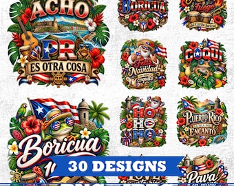 Puerto Rican Pride Png & Jpeg Sublimation Designs, Cultural Style Digital Download