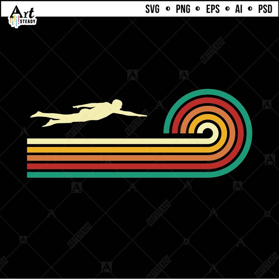 swim svg files RETRO style swimming svg files graphic art or summer svg