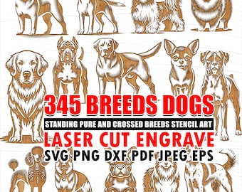 レーザー彫刻ファイル 820 匹の犬の頭 230 種類の犬種のアートバンドル