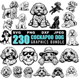 Cockapoo Dog SVG Bundle for Cricut Silhouette - Dog Cut Files for Shirts & Vinyl - Commercial Use