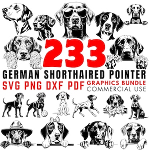German Shorthaired Pointer Dog Svg Dxf Png Jpeg Bundle Instant Digital Downloads for Cricut and Silhouette - Commercial Use