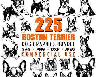 Boston Terrier Svg Dxf Png Jpeg Bundle Instant Digital Downloads - Dog Lover Designs Commercial Use
