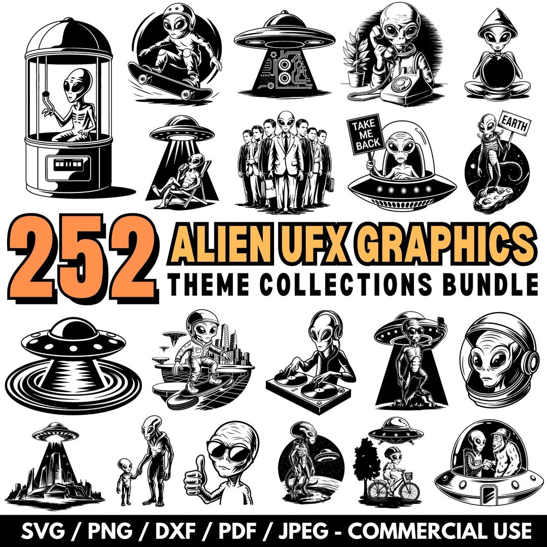 Alien UFO SVG Bundle | Extraterrestrial Cut Files Spacecraft Clipart ...