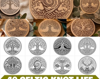 Celtic Knot and Tree of Life Fusion Coaster SVG & PNG Bundle Digital Files instant downloads