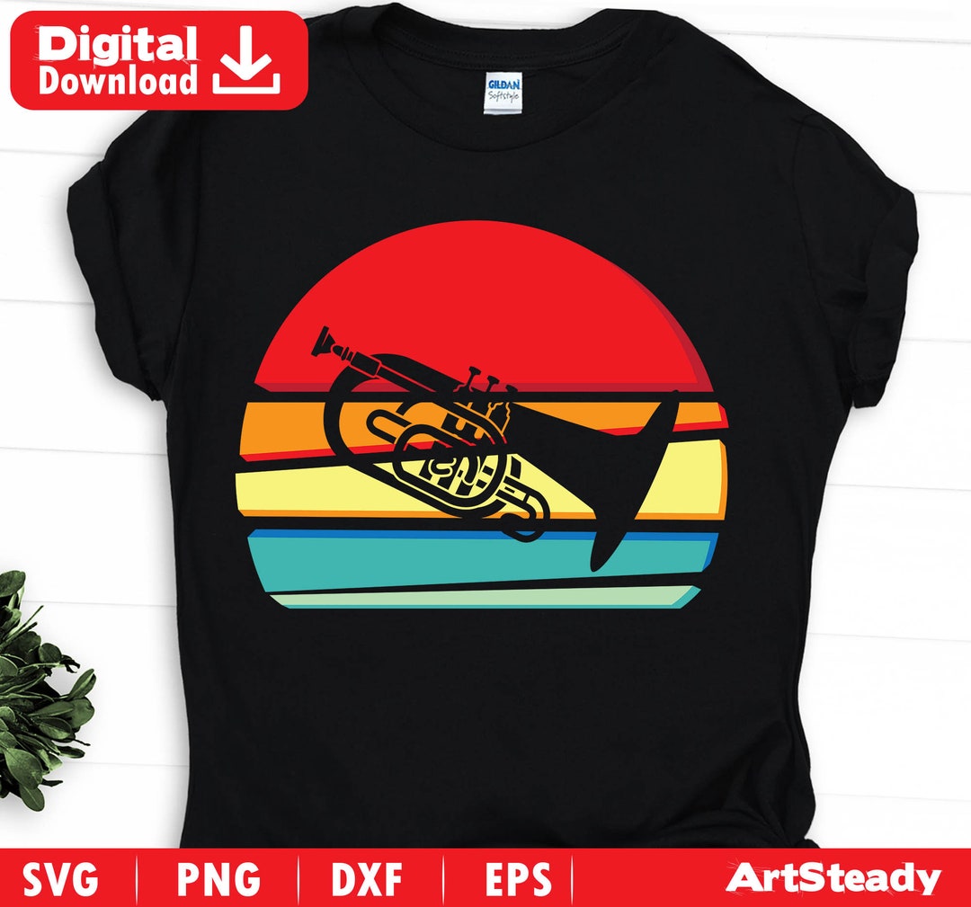 Mellophone Svg Files Retro Artistic Art Vintage Artsy Style