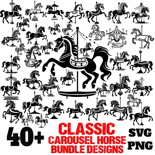 Carousel Horse Svg, Bundle SVG, PNG instant digital downloads