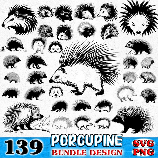 Porcupine Bundle SVG, PNG instant digital downloads