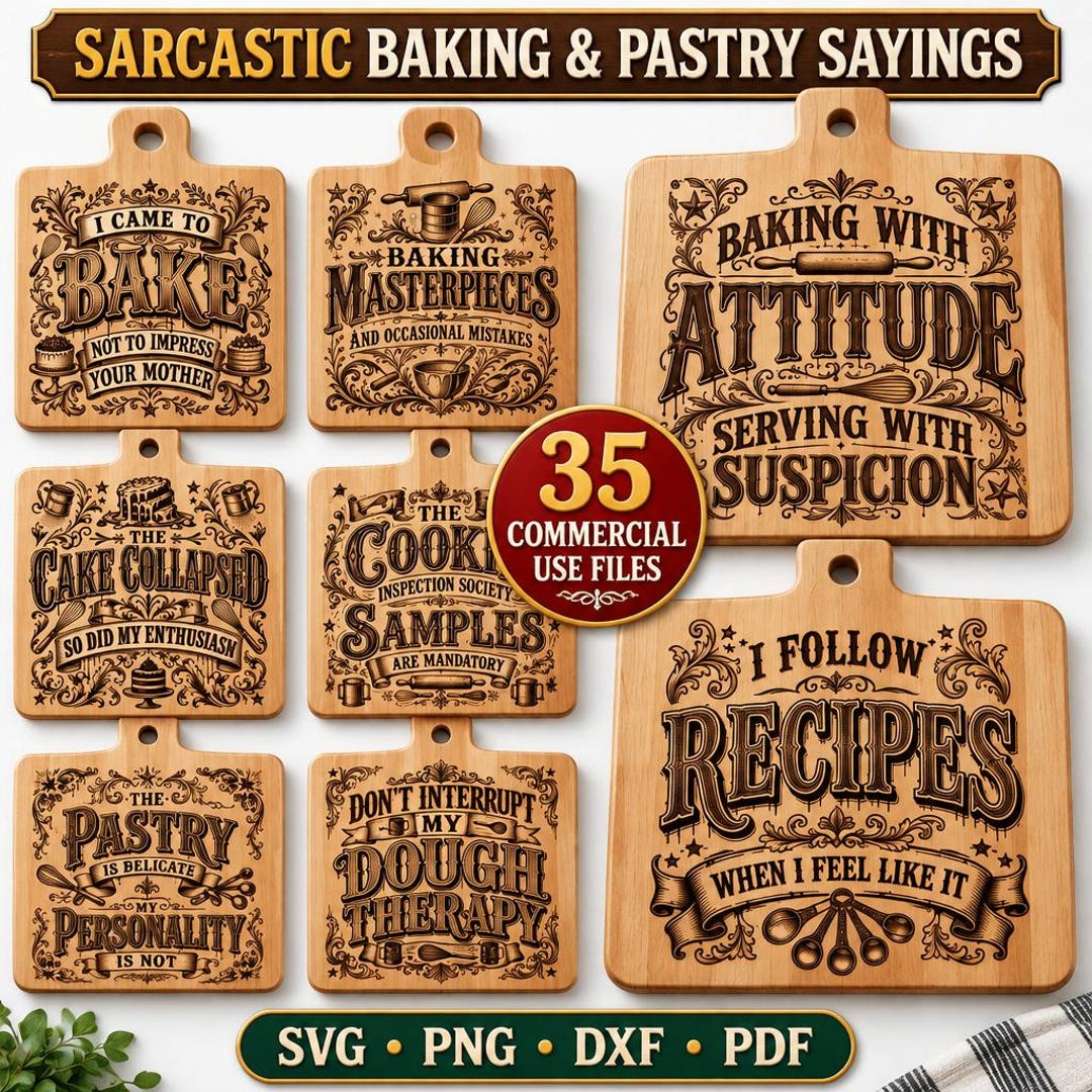Sarcastic Baking Sayings Svg Png Pdf Dxf Files for Cutting Board Design ...