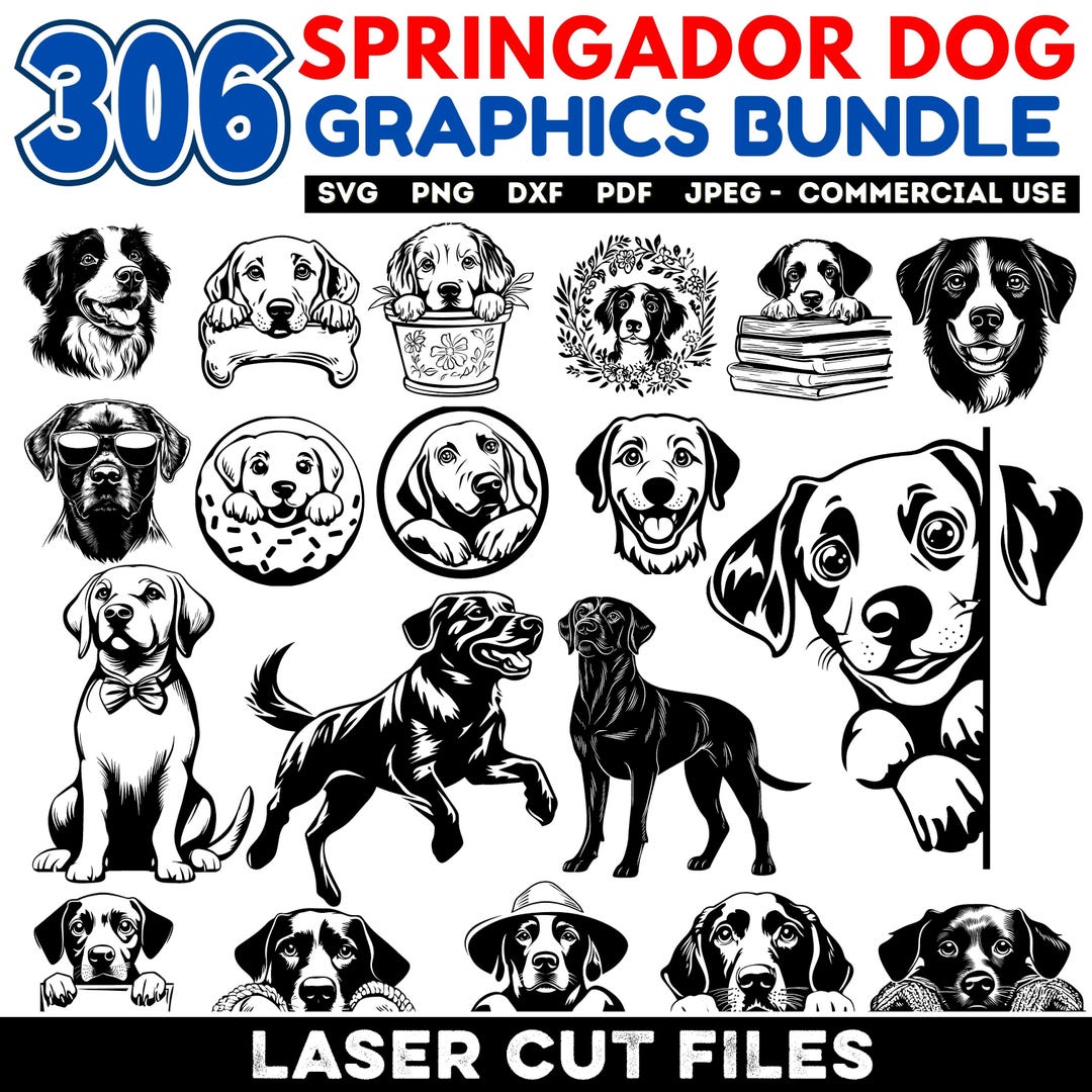 Springador Dog SVG Springer Spaniel Labrador Mix Springador DXF Bundle ...