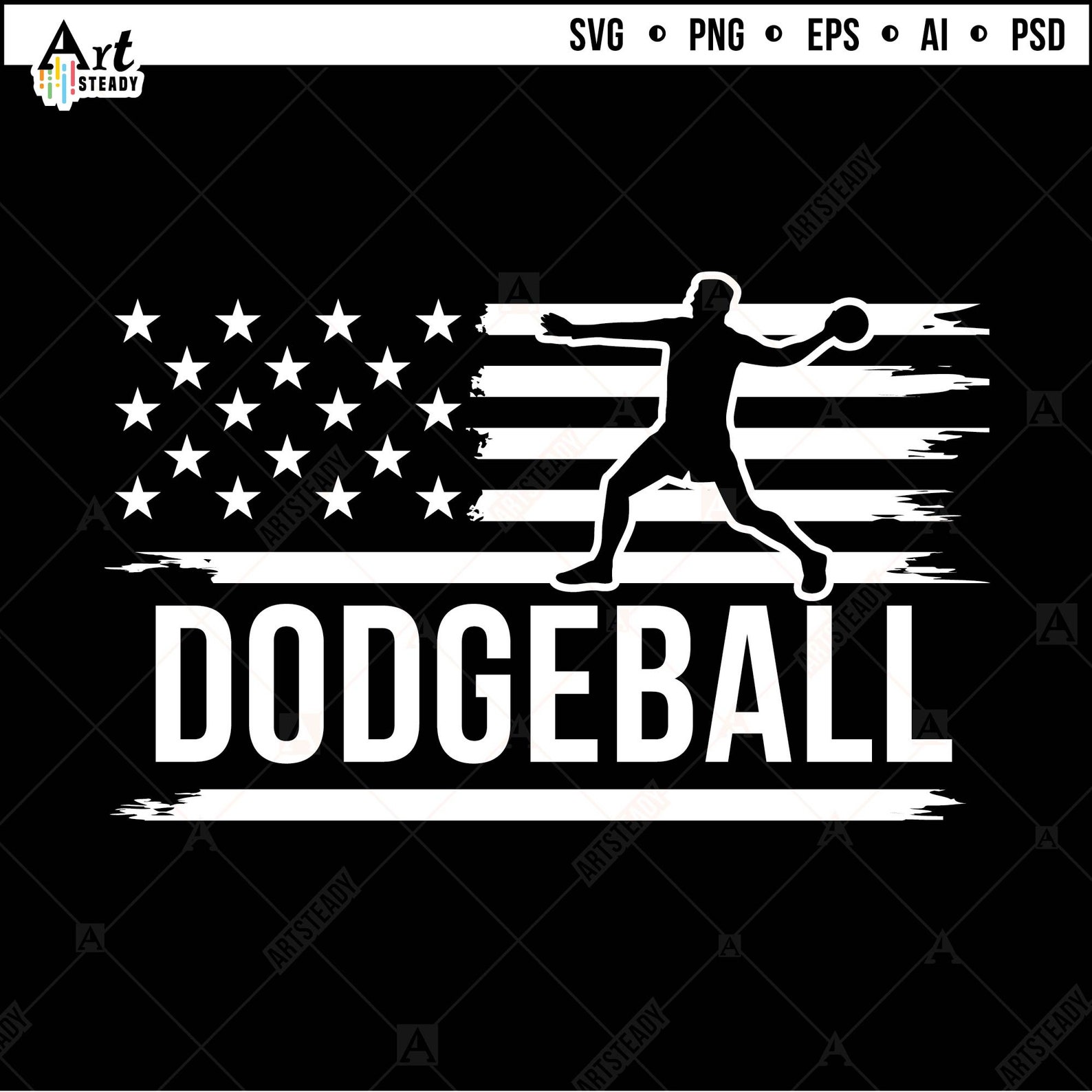 Dodgeball Svg Files US FLAG Art Dodge Ball Sports Svg Graphic Etsy