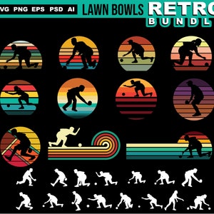 Lawn bowls svg files - RETRO BUNDLE  lawn bowler sports instant digital downloads