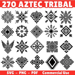 Aztec Svg Png Pdf bundle tribal western cut files for Cricut | southwest native pattern clipart | boho cowboy elements digital download