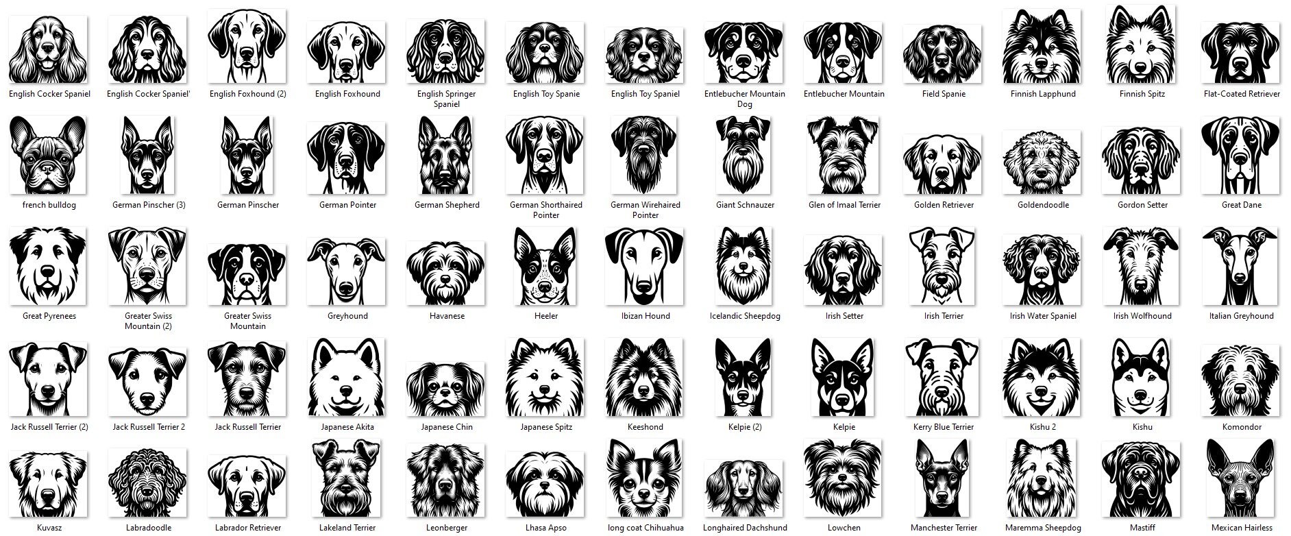 Laser Cut Dog Heads Faces Svg & Png Bundle Complete Dog Breeds With ...
