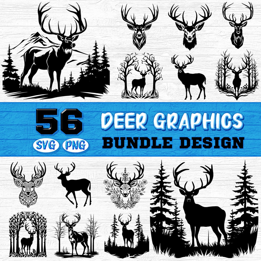 Deer SVG Bundle Woodland Animals Clipart Hunting Nature Rustic Fall ...