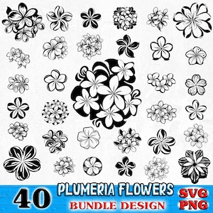 Plumeria Bundle SVG, PNG instant digital downloads