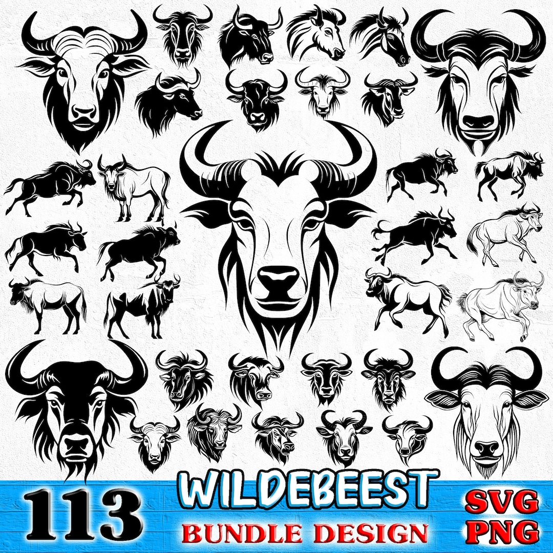 Wildebeest Vector Pattern Wildebeest, Bundle SVG, PNG Instant Digital Downloads - Etsy