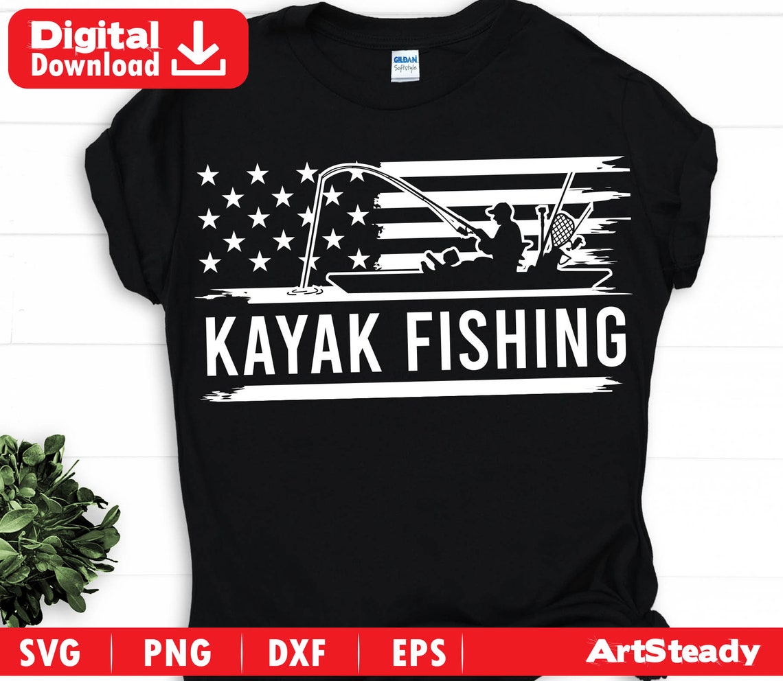 Kayak Fishing Svg Files Mixed With Vintage USA Patriotic Etsy