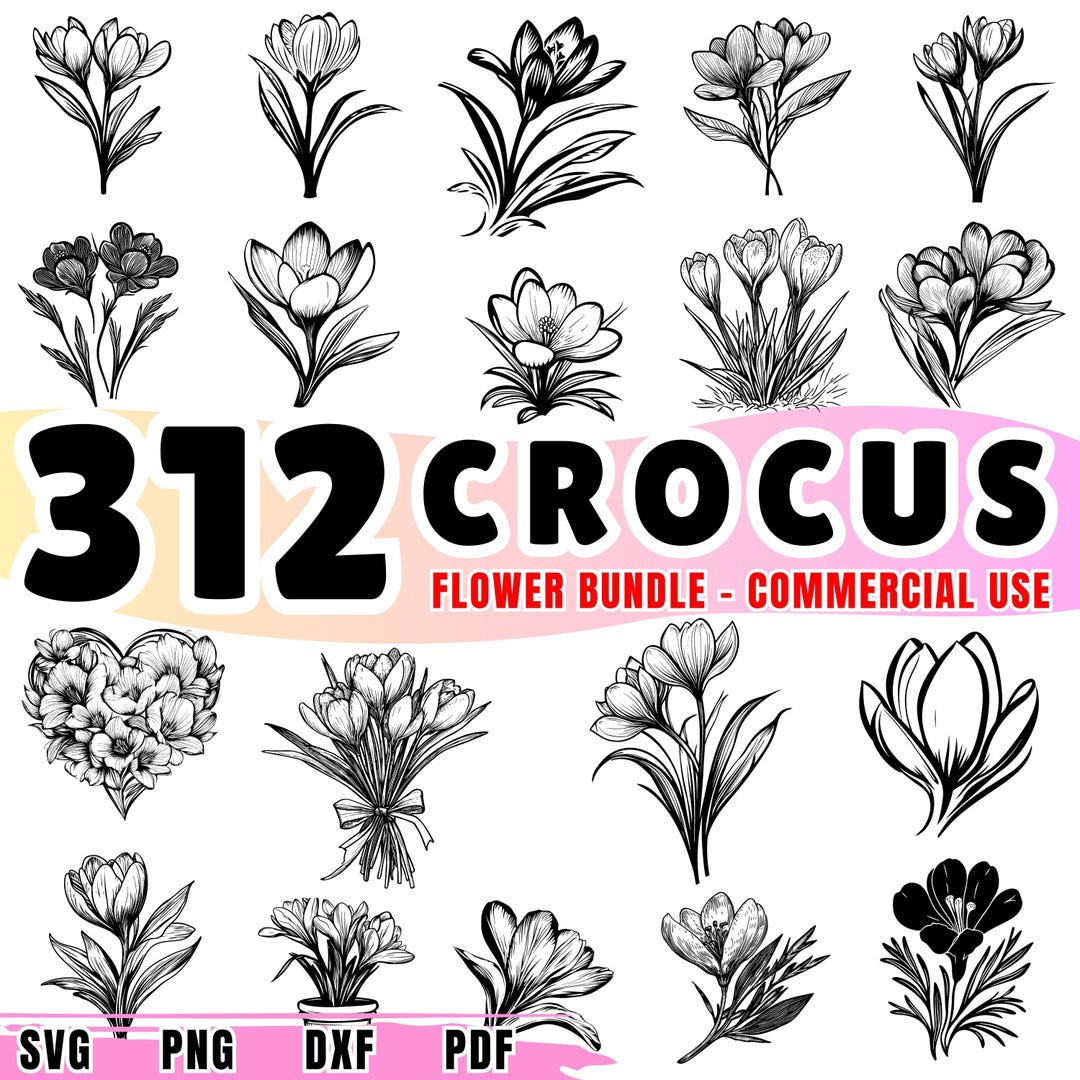 Crocus Flower SVG Bundle | DXF Cut Files | Spring Floral Clipart ...