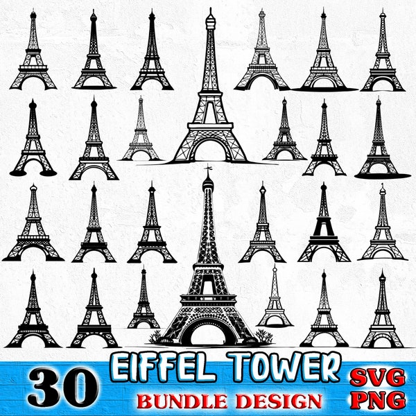 Eiffel Tower Bundle SVG, PNG instant digital downloads