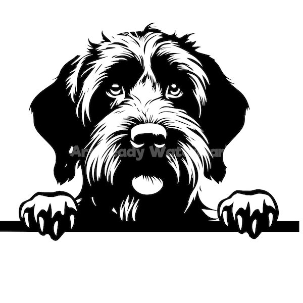 Wirehaired Pointing Griffon Peeking Dog SVG, PNG , DXF and Pdf - Dog or puppy pet lover  instant digital downloads