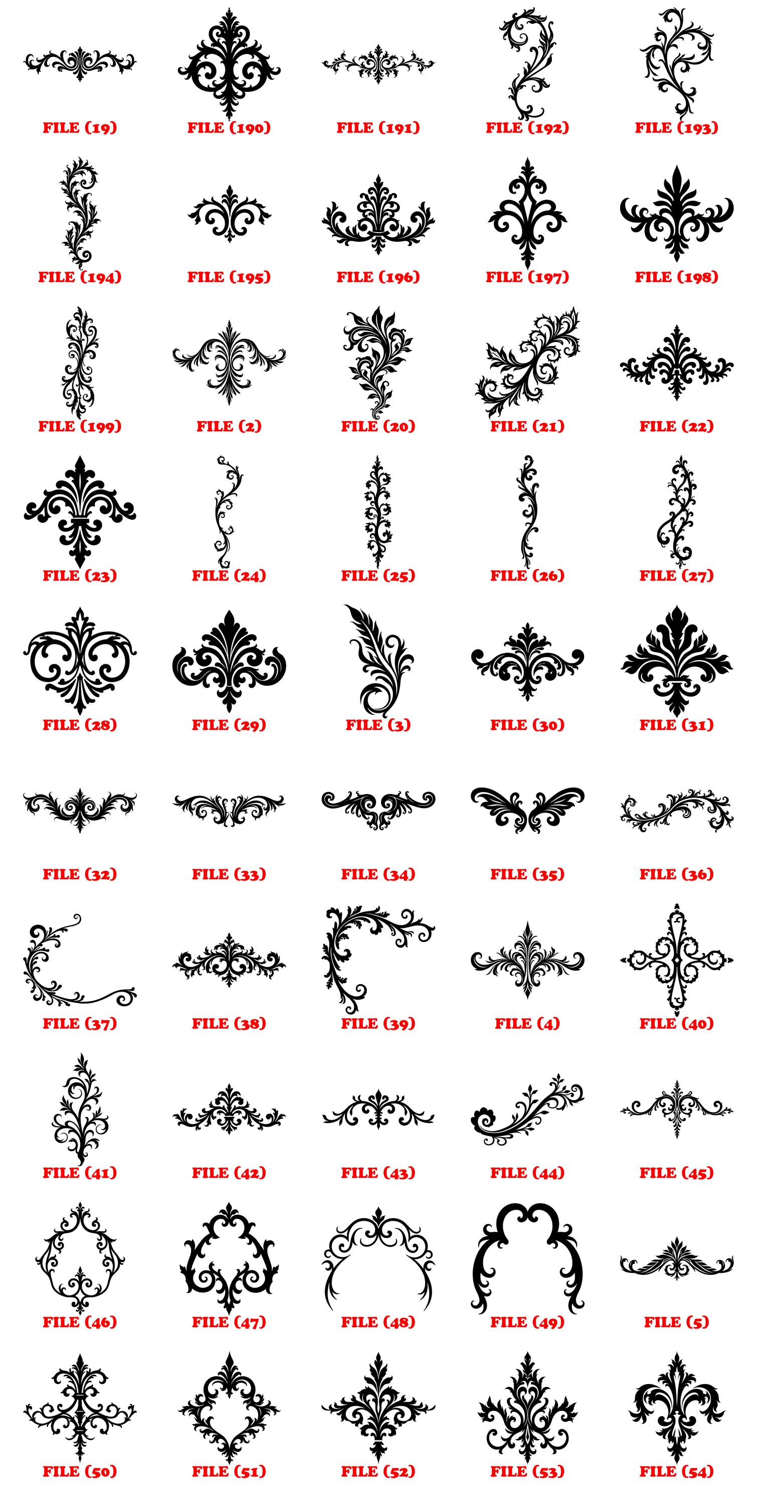Ornamental Baroque Filigree Svg Png Pdf & Dxf Bundle for Cricut Crafts ...